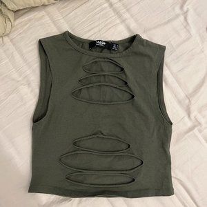 Jaded London SLASH TOP IN KHAKI